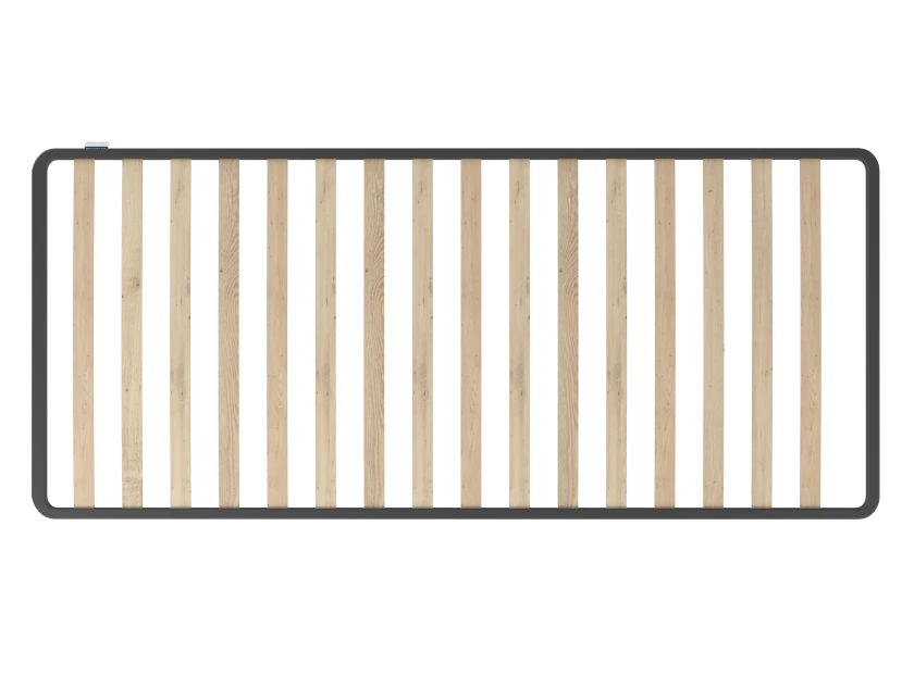 Mattress core of the BODYGUARD® Anti-Cartel-Mattress shows the different ergonomic modules. Text: symmetrically constructed
